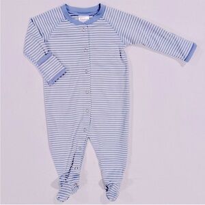 Hanna Andersson Footed Sleeper Boys 3-6M Girls Pima Cotton Stripes Pajamas Blue